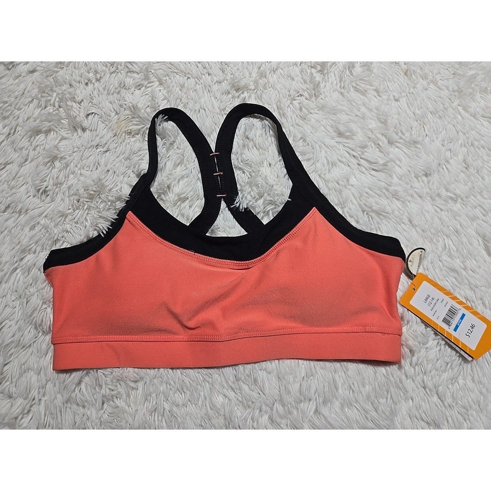 Avia Sports Bra‎ L (12-14) Padded Pullover Moisture Wick Coral NEW NWT